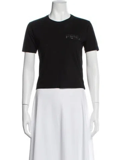 Pre-owned Fendi Graphic Print Crew Neck T-shirt In Black