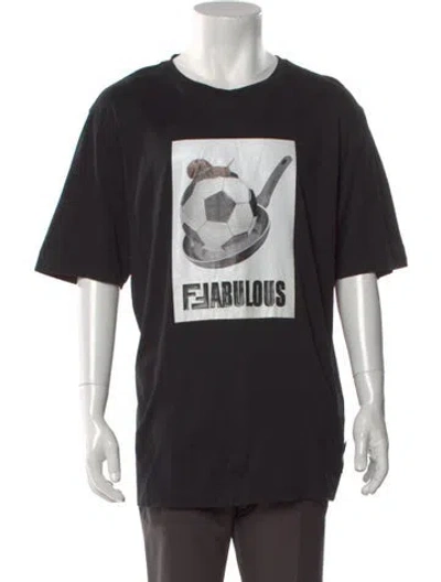 Pre-owned Fendi Graphic Print Crew Neck T-shirt In Black
