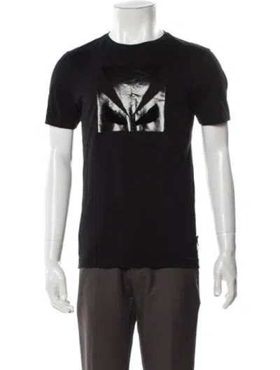 Pre-owned Fendi Graphic Print Crew Neck T-shirt In Black