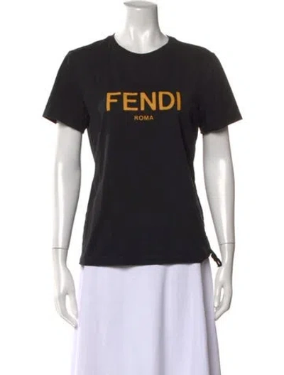 Pre-owned Fendi Graphic Print Crew Neck T-shirt In Black