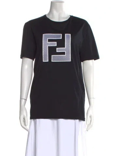 Pre-owned Fendi Graphic Print Crew Neck T-shirt In Black