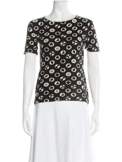 Pre-owned Fendi Graphic Print Crew Neck T-shirt In Black