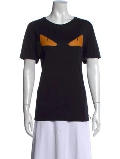 Pre-owned Fendi Graphic Print Crew Neck T-shirt In Black