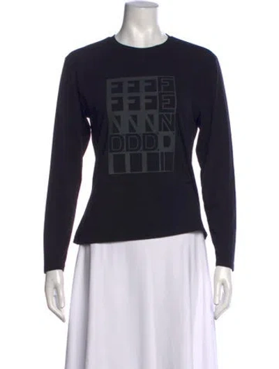 Pre-owned Fendi Graphic Print Crew Neck T-shirt In Black