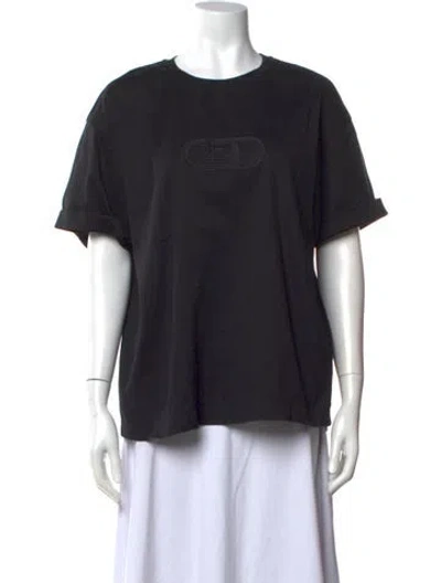 Pre-owned Fendi Graphic Print Crew Neck T-shirt In Black