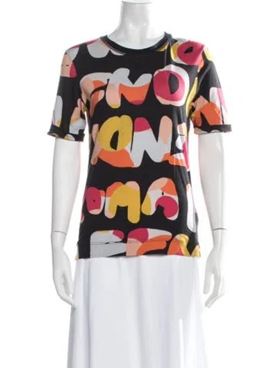 Pre-owned Fendi Graphic Print Crew Neck T-shirt In Black
