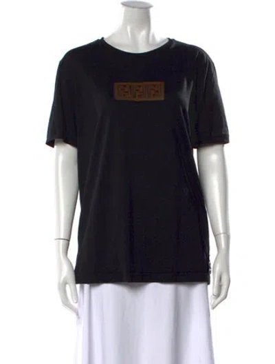 Pre-owned Fendi Graphic Print Crew Neck T-shirt In Black