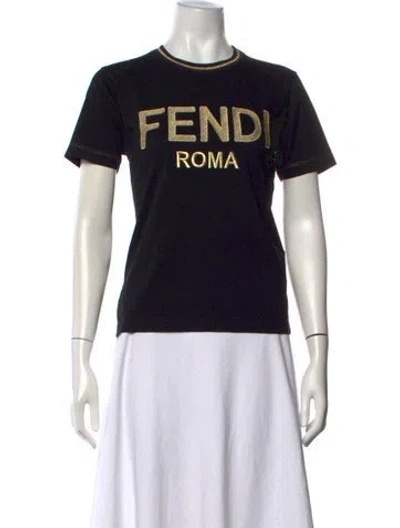 Pre-owned Fendi Graphic Print Crew Neck T-shirt In Black