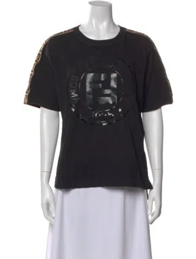 Pre-owned Fendi Graphic Print Crew Neck T-shirt In Black