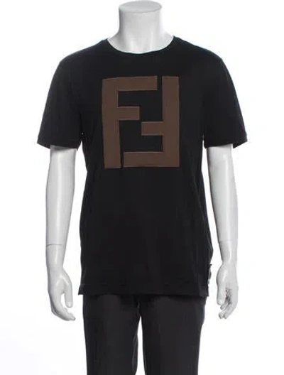 Pre-owned Fendi Graphic Print Crew Neck T-shirt In Blue