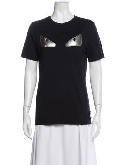 Pre-owned Fendi Graphic Print Crew Neck T-shirt In Blue