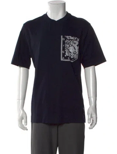 Pre-owned Fendi Graphic Print Crew Neck T-shirt In Blue