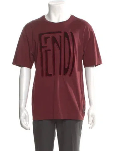 Pre-owned Fendi Graphic Print Crew Neck T-shirt In Burgundy