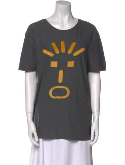 Pre-owned Fendi Graphic Print Crew Neck T-shirt In Gray