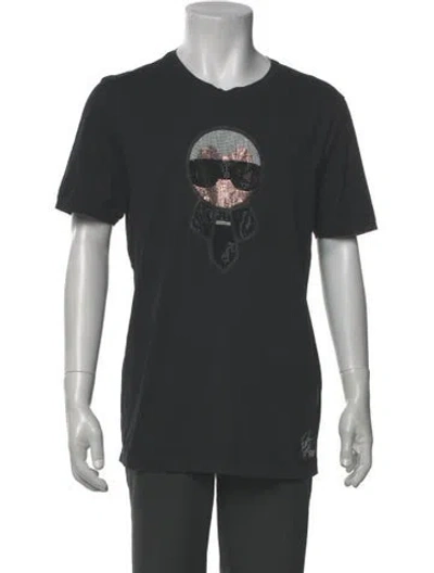 Pre-owned Fendi Graphic Print Crew Neck T-shirt In Gray