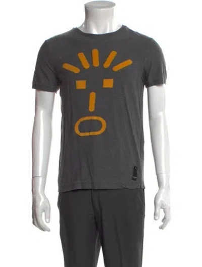 Pre-owned Fendi Graphic Print Crew Neck T-shirt In Gray