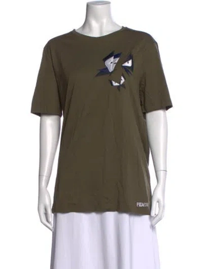 Pre-owned Fendi Graphic Print Crew Neck T-shirt In Green