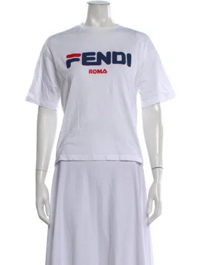 Pre-owned Fendi Graphic Print Crew Neck T-shirt In Grey