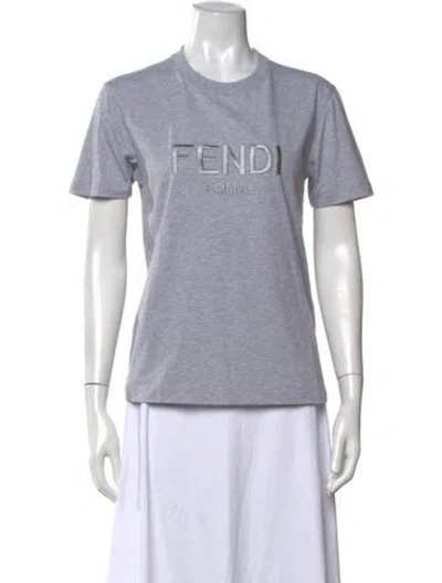 Pre-owned Fendi Graphic Print Crew Neck T-shirt In Grey