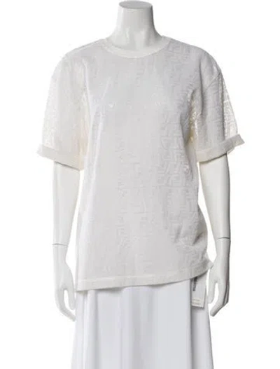 Pre-owned Fendi Graphic Print Crew Neck T-shirt In Neutral