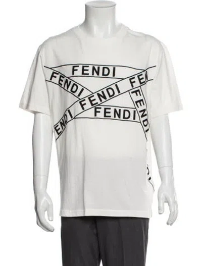Pre-owned Fendi Graphic Print Crew Neck T-shirt In Neutral