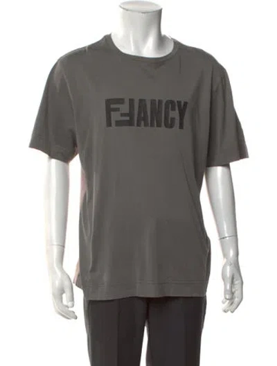 Pre-owned Fendi Graphic Print Crew Neck T-shirt In Neutrals