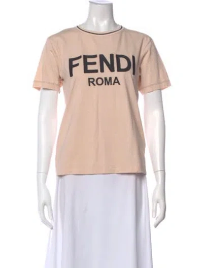 Pre-owned Fendi Graphic Print Crew Neck T-shirt In Pink