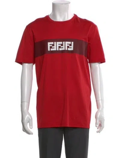 Pre-owned Fendi Graphic Print Crew Neck T-shirt W/ Tags In Red