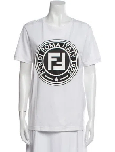 Pre-owned Fendi Graphic Print Crew Neck T-shirt In White