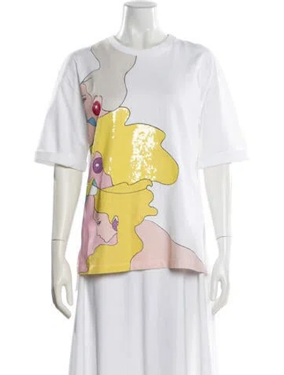 Pre-owned Fendi Graphic Print Crew Neck T-shirt In White