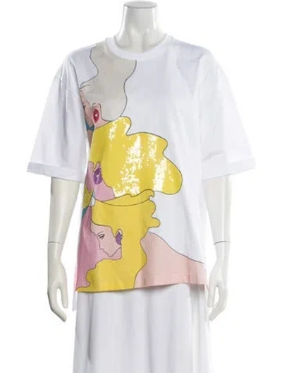 Pre-owned Fendi Graphic Print Crew Neck T-shirt In White