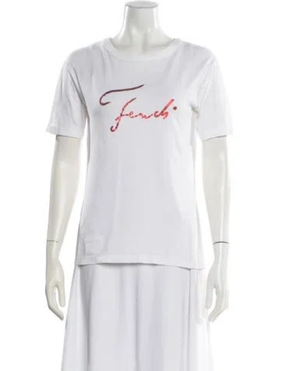 Pre-owned Fendi Graphic Print Crew Neck T-shirt In White