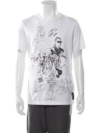 Pre-owned Fendi Graphic Print Crew Neck T-shirt In White