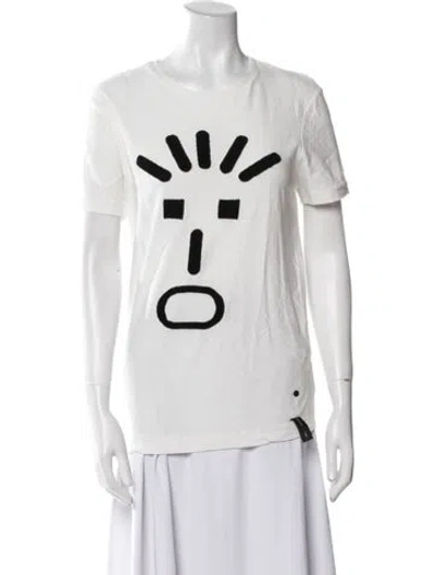 Pre-owned Fendi Graphic Print Crew Neck T-shirt In White