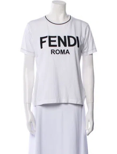 Pre-owned Fendi Graphic Print Crew Neck T-shirt In White