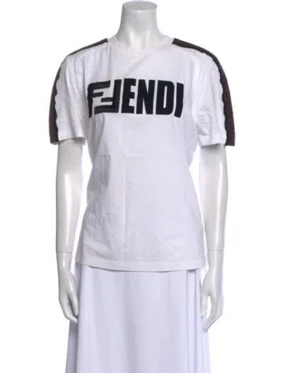 Pre-owned Fendi Graphic Print Crew Neck T-shirt In White