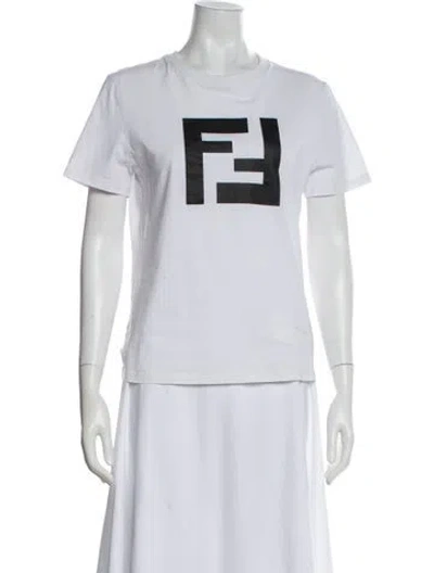 Pre-owned Fendi Graphic Print Crew Neck T-shirt In White