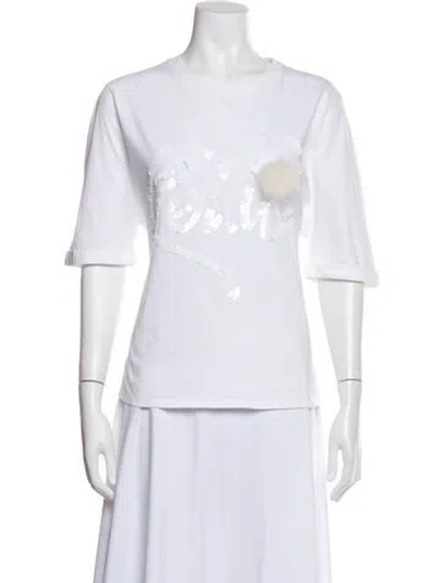 Pre-owned Fendi Graphic Print Crew Neck T-shirt In White
