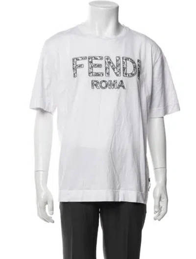 Pre-owned Fendi Graphic Print Crew Neck T-shirt In White