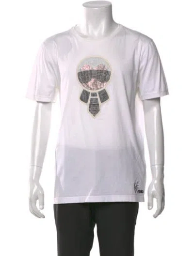 Pre-owned Fendi Graphic Print Crew Neck T-shirt In White