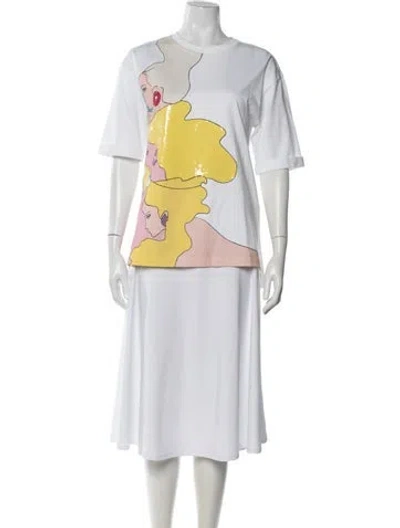 Pre-owned Fendi Graphic Print Crew Neck T-shirt In White