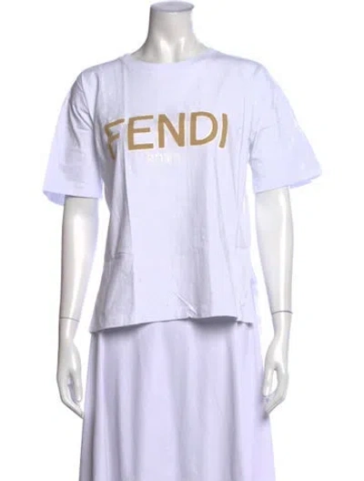 Pre-owned Fendi Graphic Print Crew Neck T-shirt In White