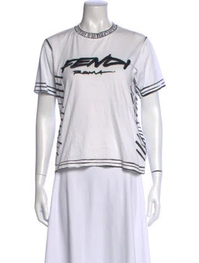 Pre-owned Fendi Graphic Print Crew Neck T-shirt In White