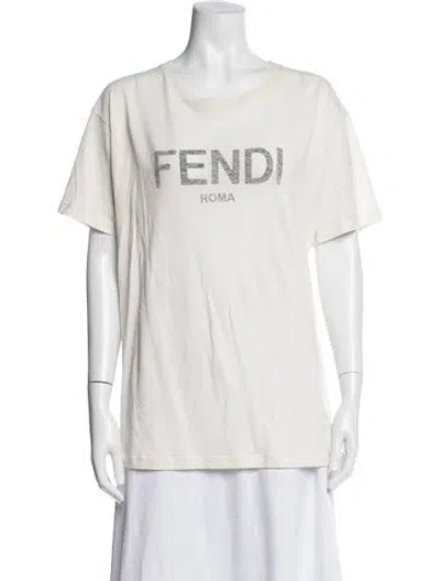 Pre-owned Fendi Graphic Print Crew Neck T-shirt In White