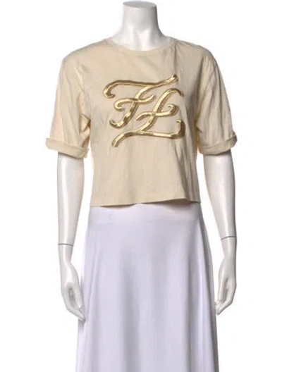 Pre-owned Fendi Graphic Print Crew Neck T-shirt In White