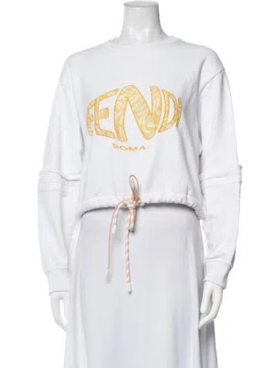 Pre-owned Fendi Graphic Print Embroidered Accent Lounge Set In White