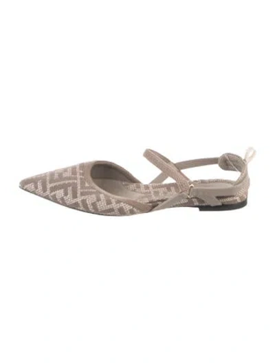Pre-owned Fendi Graphic Print Flats In Grey