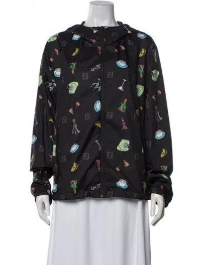 Pre-owned Fendi Graphic Print Jacket In Black