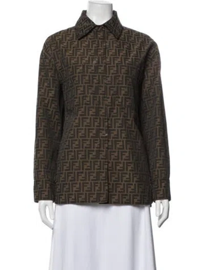 Pre-owned Fendi Graphic Print Jacket In Neutrals