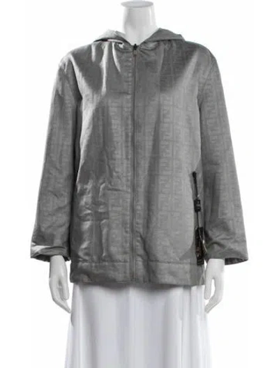 Pre-owned Fendi Graphic Print Jacket W/ Tags In Gray